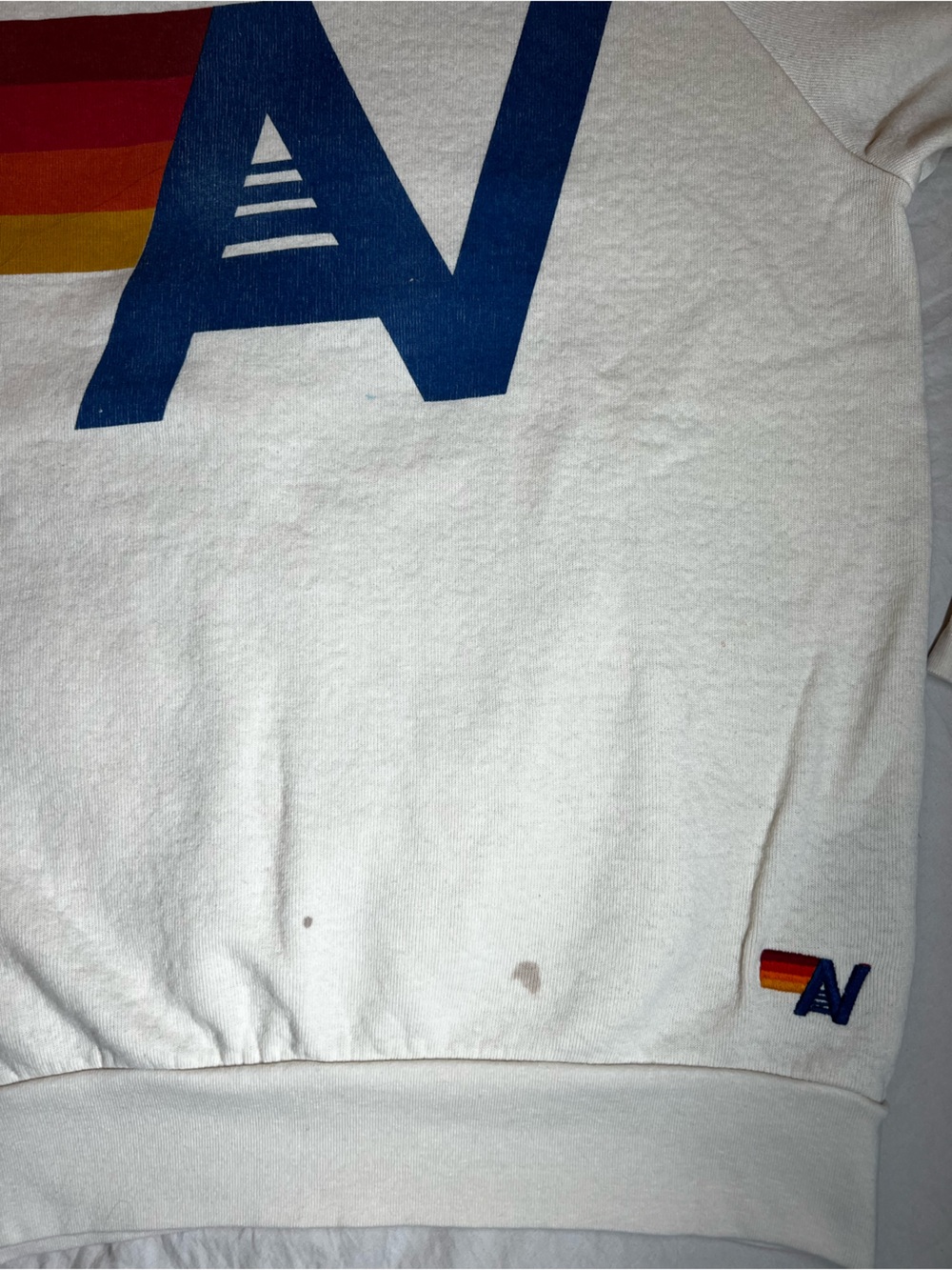 Aviator Nation Vintage White Crewneck Sweater with Retro Logo - Picture 2 of 10